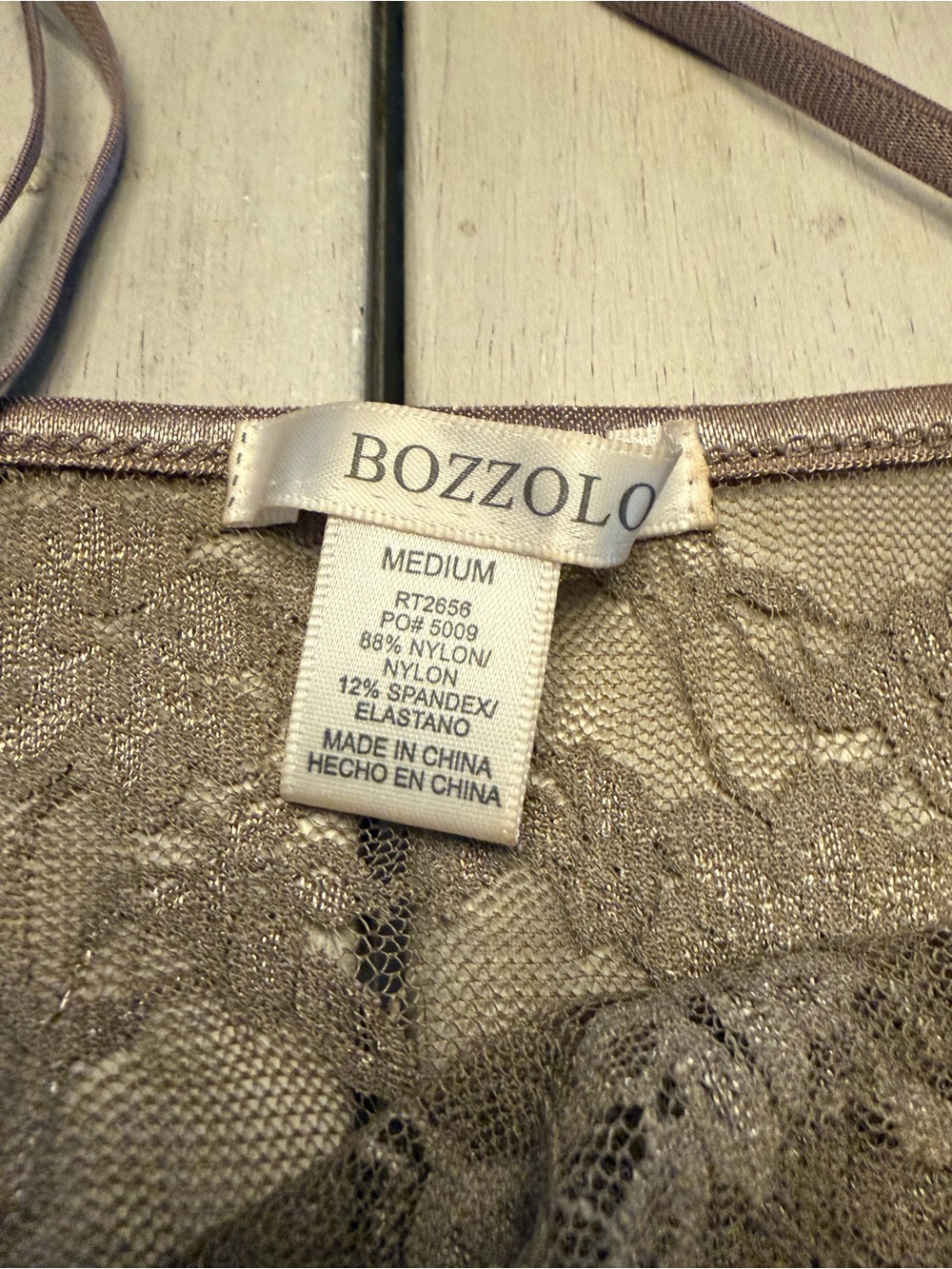 Bozzolo Y2K Sheer Lace Long Metallic Taupe Cami Tank Top Tunic Shimmer  Size M - Picture 7 of 7
